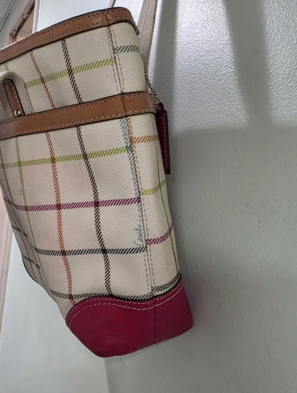 Coach Vintage Plaid Tote Bag in Raspberry Pink Plaid